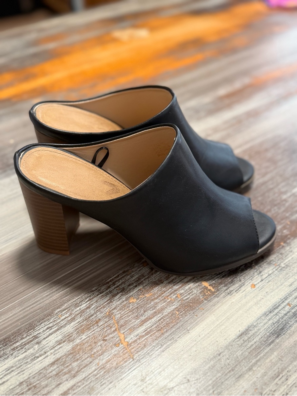Seven7 Black Open-Toe Mule Heels